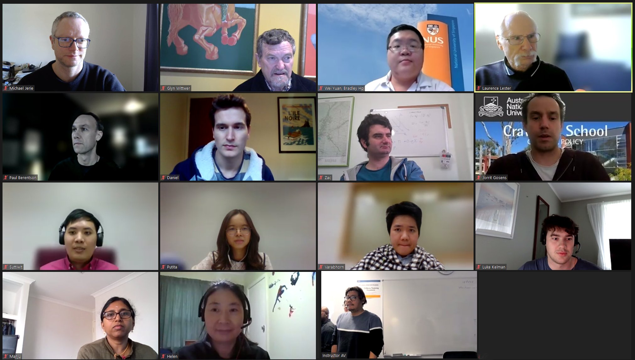 Remote participants of the Practical CGE Course held in Melbourne July 2022